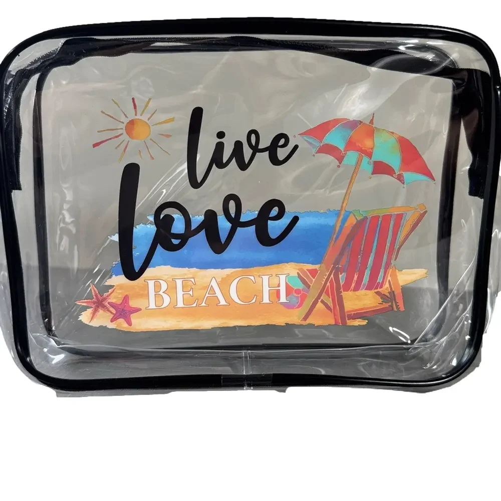 Live Love Beach Travel Themed Cosmetic Bag NWOT